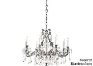 GRACE 1663/8+2-SH/G - Polish nickel chandelier with Schoeler crystals _ Possoni Illuminazione