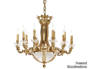 KITTY 4071/18+6 - Shaded gold plated chandelier with crystal _ Possoni Illuminazione