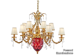 LARA 4400/12+3-SH/P - Shaded gold plated chandelier con Schoeler crystals _ Possoni Illuminazione