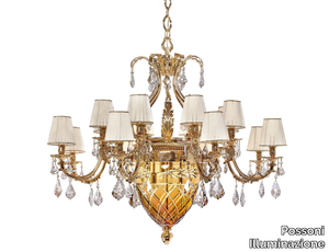 LARA 4400/16+4-SH/P - Shaded gold plated chandelier with Schoeler crystals _ Possoni Illuminazione