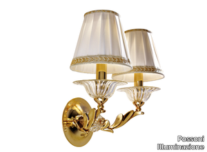 LUCILLA 550/A2 - Shaded gold plated finish wall light with crystal and shades _ Possoni Illuminazione