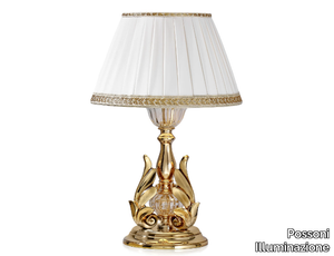 LUCILLA 550/LG - Shaded gold plated table lamp with crystal and shade _ Possoni Illuminazione