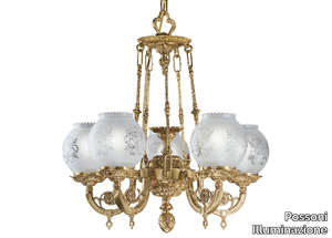 MARY 776/5 - Satin french gold chandelier with glass _ Possoni Illuminazione