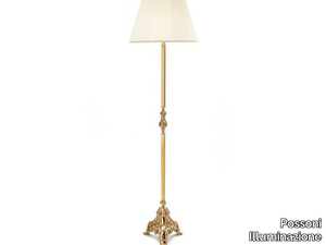 OLDIE 504/P - French Gold floor lamp with pleated silk shade _ Possoni Illuminazione