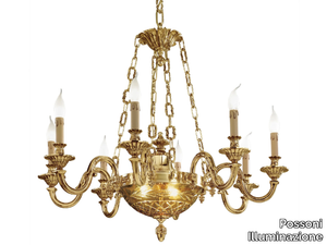 RUTH 517/8+2 - Shaded gold plated chandelier with amber crystal _ Possoni Illuminazione