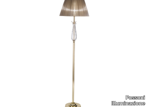 VALENTINA 269/P - Gold plated floor lamp with crystal and organza shade _ Possoni Illuminazione