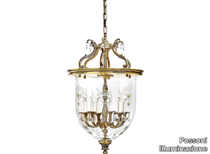 VICTORIA 1975/6-SH - Antique Brass pendant lamp with Schoeler® crystals _ Possoni Illuminazione