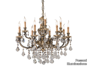 WINDSOR 888/8+4-SH/P - Antique Brass chandelier with Schoeler crystals _ Possoni Illuminazione