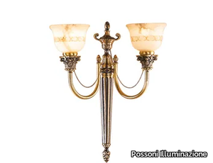 MILA 27089/A2 - Antique Brass finish wall light with alabaster _ Possoni Illuminazione