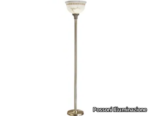 MILA 27089/P - Antique Brass floor lamp with alabaster _ Possoni Illuminazione