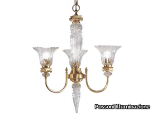 NATASCIA 27077/3 - Satin gold plated finish chandelier with crystal _ Possoni Illuminazione