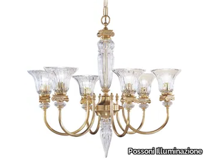 NATASCIA 27077/6 - Satin gold plated finish chandelier with crystal _ Possoni Illuminazione