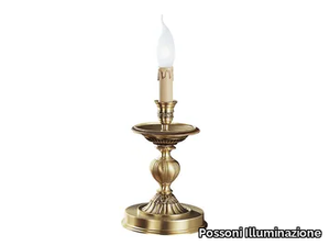 ALBERTO 268/L - Satin french gold/mahogany table lamp _ Possoni Illuminazione