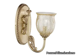 AMANDA 227/A1 - French gold finish wall light with amber crackle glass _ Possoni Illuminazione