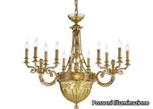 AMBER 430/15+2 - Shaded gold plated chandelier with amber crystal _ Possoni Illuminazione