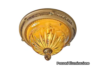 AMBER 430/PLP - Sanded gold plated ceiling light with amber crystal _ Possoni Illuminazione