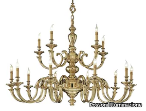 AMOS 260/10+5 - Polished Brass chandelier _ Possoni Illuminazione