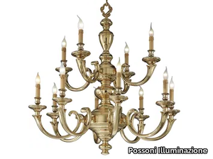 AMOS 260/8+4 - Polished Brass chandelier _ Possoni Illuminazione