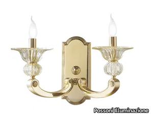 AMY 267/A2 - Gold/satin gold plated wall lamp with clear crystal _ Possoni Illuminazione