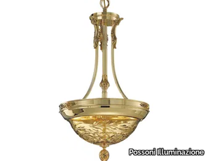 CLARISSA 4500/6 - Shaded gold plated chandelier with amber crystal _ Possoni Illuminazione