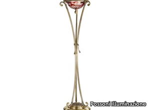 CLARISSA 4500/P - Antique brass finish floor lamp with red crystal _ Possoni Illuminazione