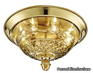 CLARISSA 4500/PLG - Shaded gold plated ceiling light with amber crystal _ Possoni Illuminazione