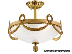 CLOE 1741/3SF - French Gold semi flush with glass _ Possoni Illuminazione