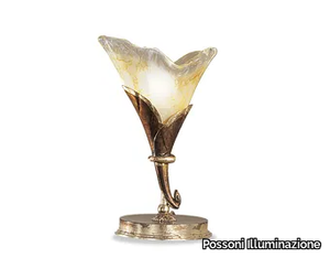 CREAMY 315/L - Rust/gold leaf table lamp with amber glass _ Possoni Illuminazione