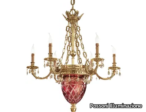 EDGARD 4300/6+3-SH - Shaded gold plated chandelier with Schoeler crystals _ Possoni Illuminazione