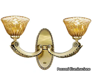 EDEN 265/A2 - Antique Brass wall lamp with ambra crystal _ Possoni Illuminazione