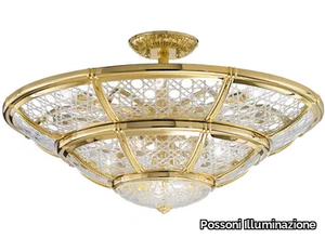 GIOTTO 1898/14SF-C - Gold plated semi flush with crystal glass _ Possoni Illuminazione