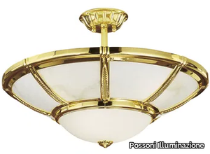 GIOTTO 1898/6-SF - Gold plated semi flush with opal glass _ Possoni Illuminazione