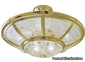 GIOTTO 1898/6SF-C - Gold plated semi flush with crystal glass _ Possoni Illuminazione