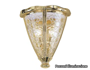 GIOTTO 1898/A2-C - Gold plated wall light with crystal glass _ Possoni Illuminazione