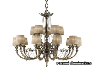 GINEVRA 859/10+5 - Antique bronze chandelier with shades _ Possoni Illuminazione