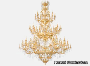 HERITAGE 911/166-SH/G - LED brass chandelier with crystals _ Possoni Illuminazione