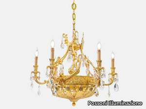 HERITAGE 912/6+6-SH/G - LED brass chandelier with crystals _ Possoni Illuminazione