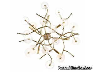 IN BLOOM 1080/6PL - Natural brass ceiling light with glasses _ Possoni Illuminazione