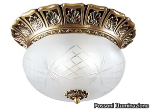 IRMA 204/25 - Antique Brass ceiling light with glass _ Possoni Illuminazione