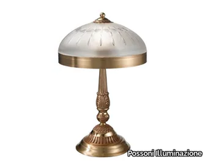 JENNY 237/L2 - French Gold finish table lamp with hand cut satin glass _ Possoni Illuminazione