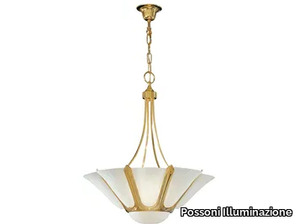 LADY 1911/4 - Gold plated chandelier with white glass _ Possoni Illuminazione