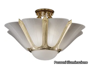 LADY 1911/4SF - Antique Brass semi flush with white glass _ Possoni Illuminazione