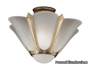 LADY 1911/3SF - Antique Brass semi flush with white glass _ Possoni Illuminazione