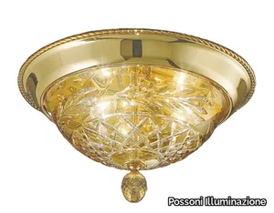 LARISSA 4500/PLP - Shaded gold plated ceiling light with amber crystal _ Possoni Illuminazione