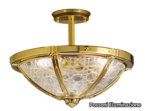 LEONARDO 1893/SF-C - Gold plated semi flush with crystal _ Possoni Illuminazione