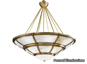 LORENZO 1998/14 - Antique Brass chandelier with opal glass _ Possoni Illuminazione