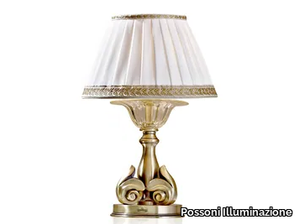 LUCILLA 550/LP - Antique brass table lamp with crystal and shade _ Possoni Illuminazione