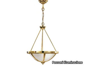 PABLO 1993/3 - Gold plated chandelier with opal glass _ Possoni Illuminazione