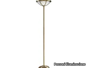 PABLO 1993/P - Antique Brass floor lamp with opal glass _ Possoni Illuminazione