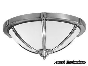 PABLO 1993/PL - Antique Brass ceiling light with opal glass _ Possoni Illuminazione